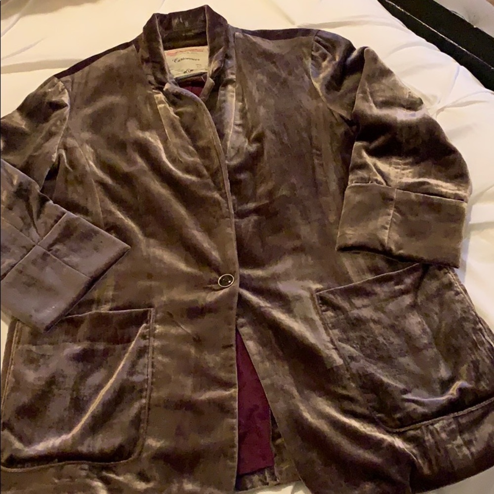 Anthropologie Eggplant Velvet Blazer